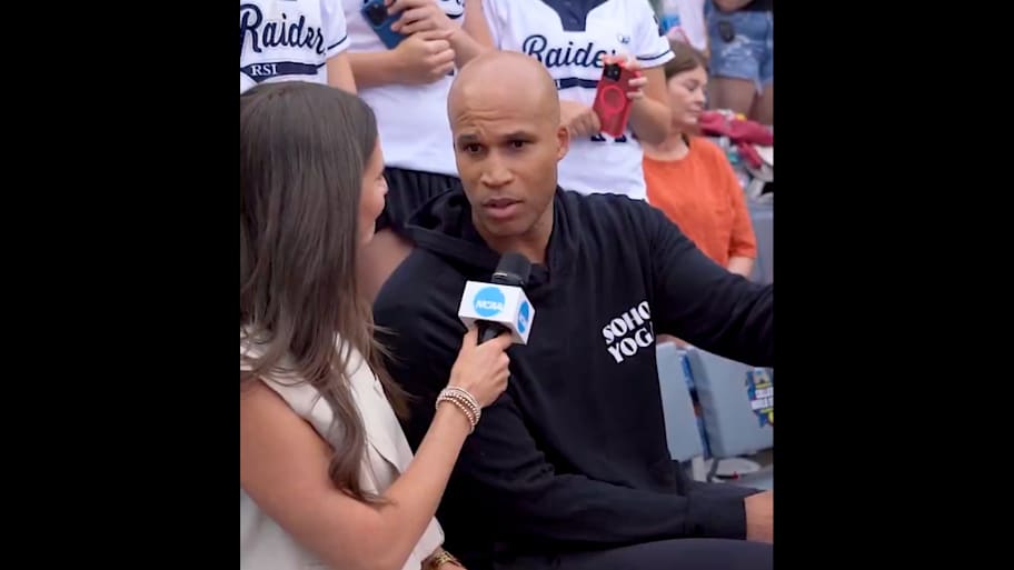 Richard Jefferson at the WCWS on June 4, 2025. | NCAA Softball / X / Screensho