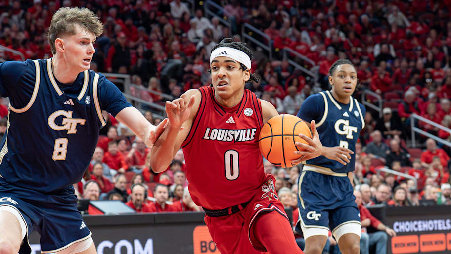 Louisville guard Mikel Brown Jr. drives the basket against Georgia Tech in February.
