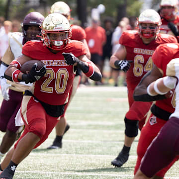 Sept 2, 2023; Oradell, NJ, USA; Iona Prep (NY) at Bergen Catholic (NJ) in a high school football game on Saturday, Sept. 2, 2023. BC #20 Dante Kain. Mandatory Credit: Michael Karas-The Record