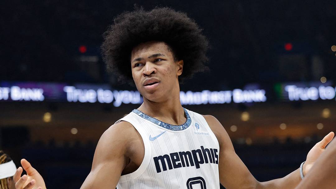 Dec 22, 2025; Oklahoma City, Oklahoma, USA; Memphis Grizzlies forward Jaylen Wells (0) reacts to an officials call after a play against the Oklahoma City Thunder during the second quarter at Paycom Center. Mandatory Credit: Alonzo Adams-Imagn Images