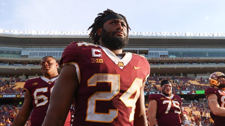 Sep 17, 2022; Minneapolis, Minnesota, USA; Minnesota Golden Gophers running back Mohamed Ibrahim (24) looks on after the game against the Colorado Buffaloes at Huntington Bank Stadium. Mandatory Credit: Matt Krohn-USA TODAY Sports