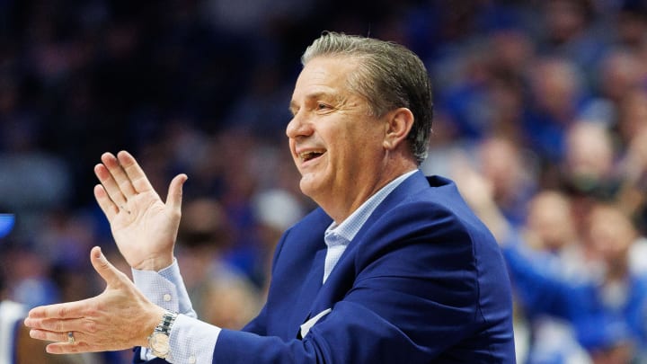 Kentucky Wildcats head coach John Calipari claps during the first half against the Florida Gators at Rupp Arena at Central Bank Center. 