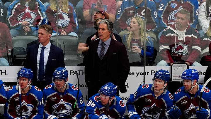 Apr 19, 2026; Denver, Colorado, USA; Colorado Avalanche head coach Jared Bednar during the third period against the Los Angeles Kings in game one of the first round of the 2026 Stanley Cup Playoffs at Ball Arena. Mandatory Credit: Ron Chenoy-Imagn Images Apr 19, 2026; Denver, Colorado, USA; Colorado Avalanche head coach Jared Bednar during the third period against the Los Angeles Kings in game one of the first round of the 2026 Stanley Cup Playoffs at Ball Arena. Mandatory Credit: Ron Chenoy-Imagn Images