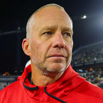 Nov 21, 2024; Atlanta, Georgia, USA; North Carolina State Wolfpack head coach Dave Doeren after a game against the Georgia Tech Yellow Jackets at Bobby Dodd Stadium at Hyundai Field. Mandatory Credit: Brett Davis-Imagn Images