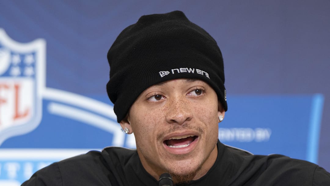 Clemson defensive back Avieon Terrell speaks to media members during the NFL Combine.