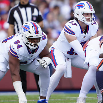 Aug 10, 2024; Orchard Park, New York, USA; Buffalo Bills quarterback Josh Allen (17) calls signals under center during the first half against the Chicago Bears at Highmark Stadium. Mandatory Credit: Gregory Fisher-Imagn Images