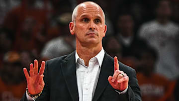 University of Connecticut head coach Dan Hurley signals his players during the game against the Texas Longhorns at the Moody Center on Sunday, Dec. 8, 2024.