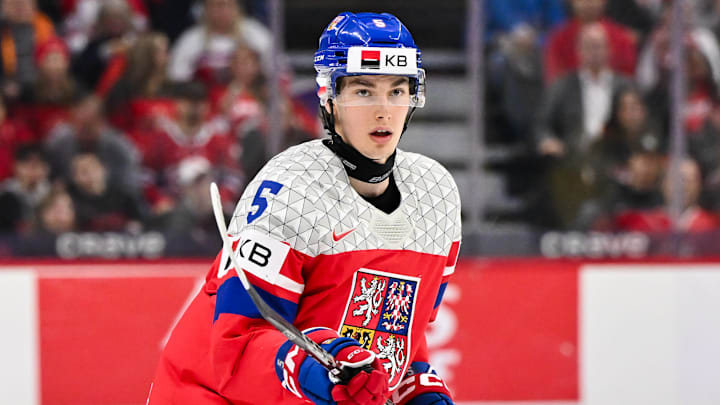 St. Louis Blues prospect Adam Jiricek in the 2025 IIHF World Junior Championship