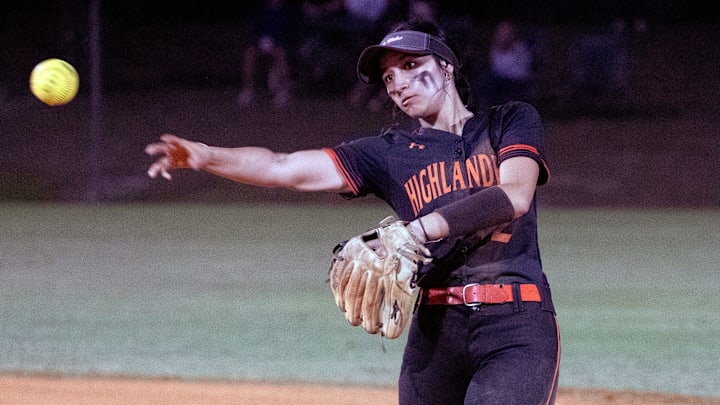 Lake Wales' Lana Davis throws to first base against McKeel on Friday in the Bartow Tournament of Champions Softball Tournament at the Bartow Sports Complex. Lake Wales' Lana Davis throws to first base against McKeel on Friday in the Bartow Tournament of Champions Softball Tournament at the Bartow Sports Complex.