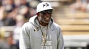 Sep 6, 2025; Boulder, Colorado, USA; Colorado Buffaloes head coach Deion Sanders before the game against the Delaware Fightin Blue Hens at Folsom Field.