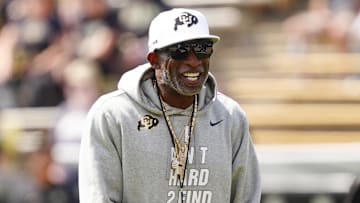 Sep 6, 2025; Boulder, Colorado, USA; Colorado Buffaloes head coach Deion Sanders before the game against the Delaware Fightin Blue Hens at Folsom Field.