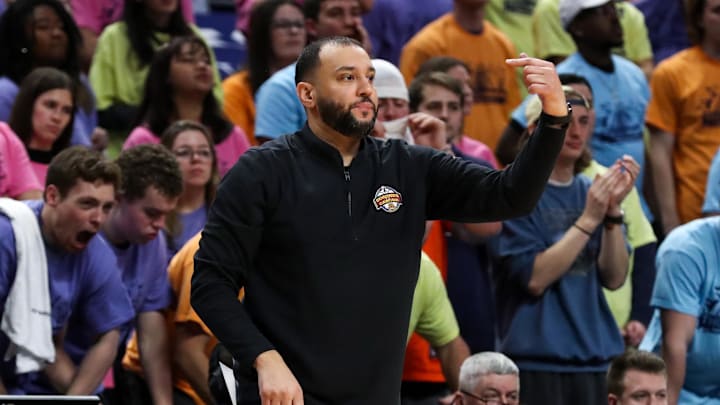 Jan 27, 2024; University Park, Pennsylvania, USA; Minnesota Golden Gophers head coach Ben Johnson gestures from the bench during the second half against the Penn State Nittany Lions at Bryce Jordan Center. Minnesota defeated Penn State 83-74. Mandatory Credit: Matthew O'Haren-Imagn Images