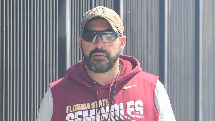 Florida State football and coaches players arrive for the 10th FSU spring football practice of the 2023 season on Tuesday, April 4, 2023.

John Papuchis 1 Of 1
