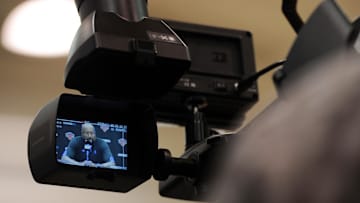 Sep 30, 2013; Tarrytown, NY, USA; New York Knicks head coach Mike Woodson answers questions during media day at MSG Training Center. 