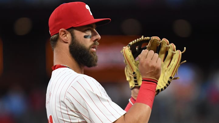 Aug 31, 2024; Philadelphia, Pennsylvania, USA; Philadelphia Phillies outfielder Weston Wilson (37) against the Atlanta Braves at Citizens Bank Park