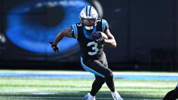 Carolina Panthers running back Raheem Blackshear (3) with the ball. Bob Donnan-USA TODAY Sports