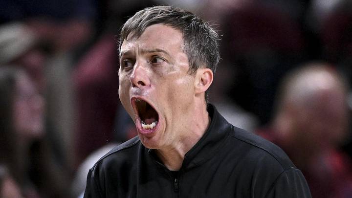 Mar 3, 2026; College Station, Texas, USA; Texas A&M Aggies head coach Bucky McMillan reacts during the second half against the Kentucky Wildcats at Reed Arena. Mandatory Credit: Maria Lysaker-Imagn Images 
