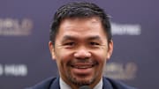 Former Filipino boxing star Manny Pacquiao speaks during a news conference on October 11, 2022.