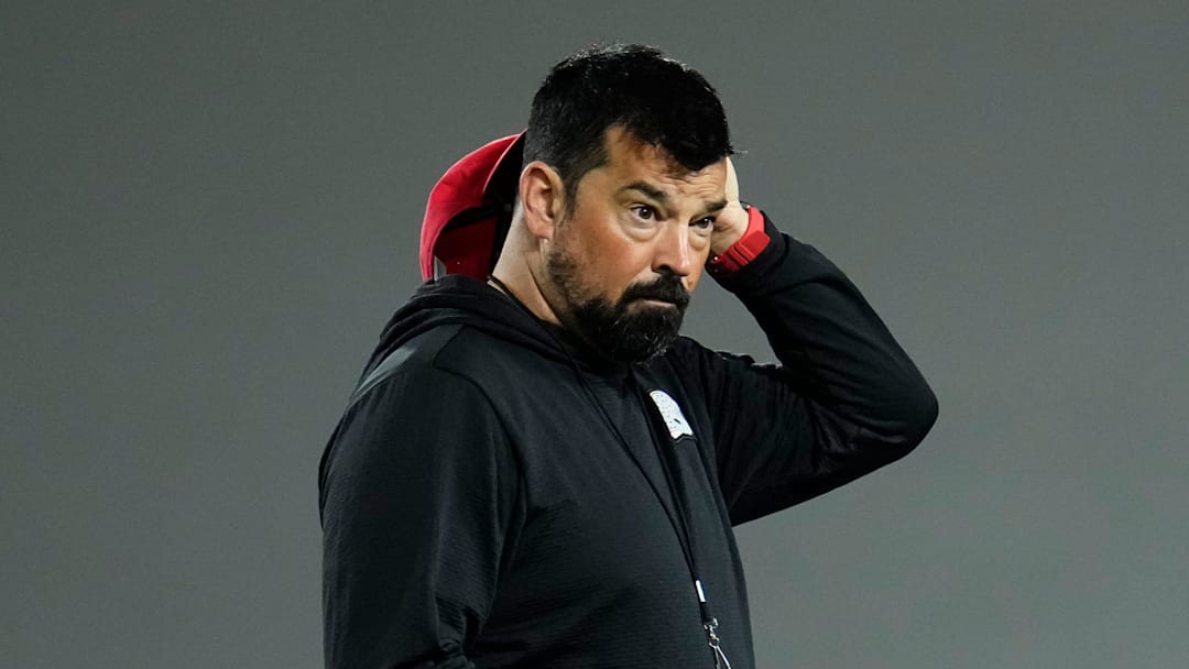 Ohio State Buckeyes head coach Ryan Day watches during the first day of spring workouts for the 2026 football season at Woody Hayes Athletic Complex in Columbus on March 10, 2026. Ohio State Buckeyes head coach Ryan Day watches during the first day of spring workouts for the 2026 football season at Woody Hayes Athletic Complex in Columbus on March 10, 2026.