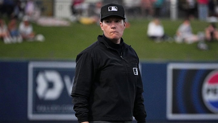 Jen Pawol officially became the first female to umpire a game in MLB history on Saturday. Jen Pawol officially became the first female to umpire a game in MLB history on Saturday.