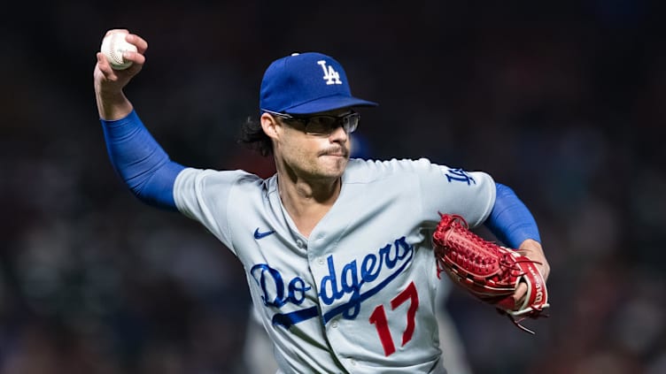 Sep 29, 2023; San Francisco, California, USA; Los Angeles Dodgers relief pitcher Joe Kelly (17)