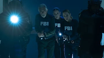 L-R: Joe Mantegna as David Rossi, Paget Brewster as Emily Prentiss and A.J. Cook as Jennifer ‘JJ’ Jareau in Criminal Minds: Evolution, episode 9, season 18 streaming on Paramount+, 2025. Photo Credit: Michael Yarish/Paramount+