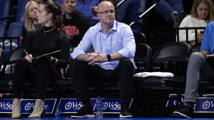 Kentucky Wildcats head coach Craig Skinner looks on during the third set against the Florida Gators at Exactech Arena at the University of Florida in Gainesville, FL on Sunday, November 20, 2022. [Matt Pendleton/Gainesville Sun]

Ncaa Women S Volleyball Florida Vs Kentucky