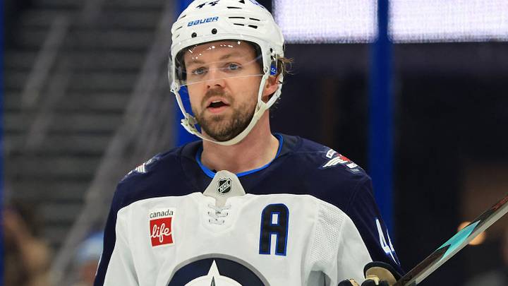 Jan 29, 2026; Tampa, Florida, USA; Winnipeg Jets defenseman Josh Morrissey (44) looks on against the Tampa Bay Lightning during the first period at Benchmark International Arena. Mandatory Credit: Kim Klement Neitzel-Imagn Images