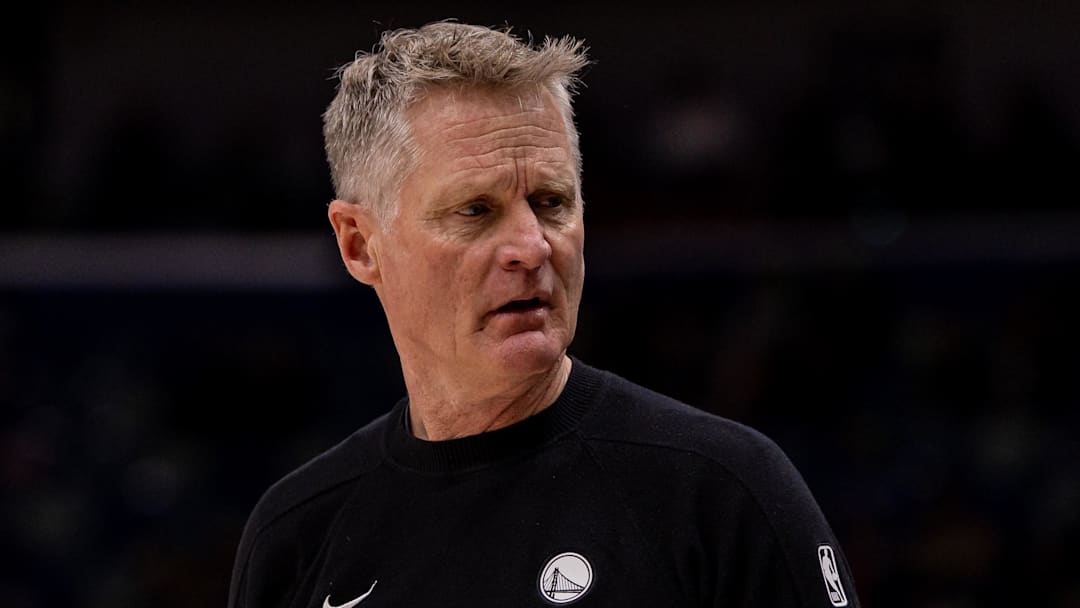 Feb 24, 2026; New Orleans, Louisiana, USA; Golden State Warriors Head Coach Steve Kerr looks on against the New Orleans Pelicans during the second half at Smoothie King Center. Mandatory Credit: Stephen Lew-Imagn Images Feb 24, 2026; New Orleans, Louisiana, USA; Golden State Warriors Head Coach Steve Kerr looks on against the New Orleans Pelicans during the second half at Smoothie King Center. Mandatory Credit: Stephen Lew-Imagn Images