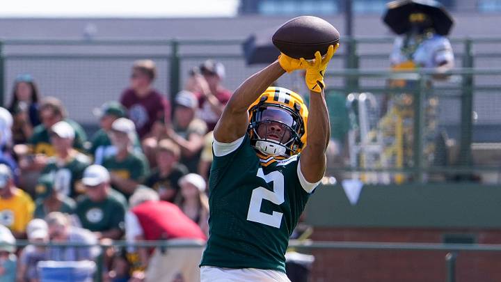 Green Bay Packers cornerback Brandon Cisse (2) runs through a drill during the second day of training camp Thursday, July 30, 2026, at the Don Hutson Center in Ashwaubenon, Wisconsin.