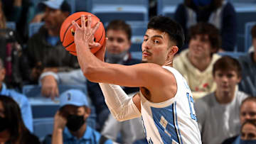 Nov 5, 2021; Chapel Hill, NC, USA;  North Carolina Tar Heels forward Dawson Garcia (13) with the ball in the first half at Dean Smith Center. Mandatory Credit: Bob Donnan-USA TODAY Sports