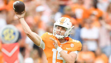 Tennessee quarterback Harrison Bailey (15) throws the ball during an NCAA college football game between the Tennessee Volunteers and Tennessee Tech in Knoxville, Tenn. on Saturday, September 18, 2021.

Tennvstt0918 3446