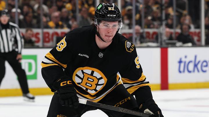 May 1, 2026; Boston, Massachusetts, USA; Boston Bruins center Fraser Minten (93) during the first period of game six of the first round of the 2026 Stanley Cup Playoffs against the Buffalo Sabres at TD Garden. Mandatory Credit: Winslow Townson-Imagn Images