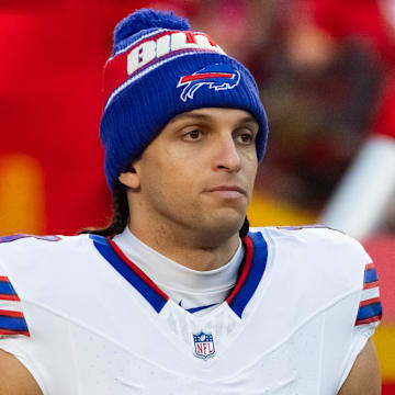 Jan 26, 2025; Kansas City, MO, USA; Buffalo Bills wide receiver Mack Hollins (13) against the Kansas City Chiefs during the AFC Championship game at GEHA Field at Arrowhead Stadium.