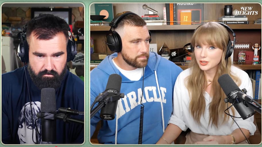 Swift admitted on 'New Heights' that she was not much of a football fan before dating Kelce. | New Heights / YouTube / Screensho