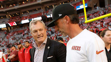 San Francisco 49ers general manager John Lynch (L) and head coach Kyle Shanahan (R)