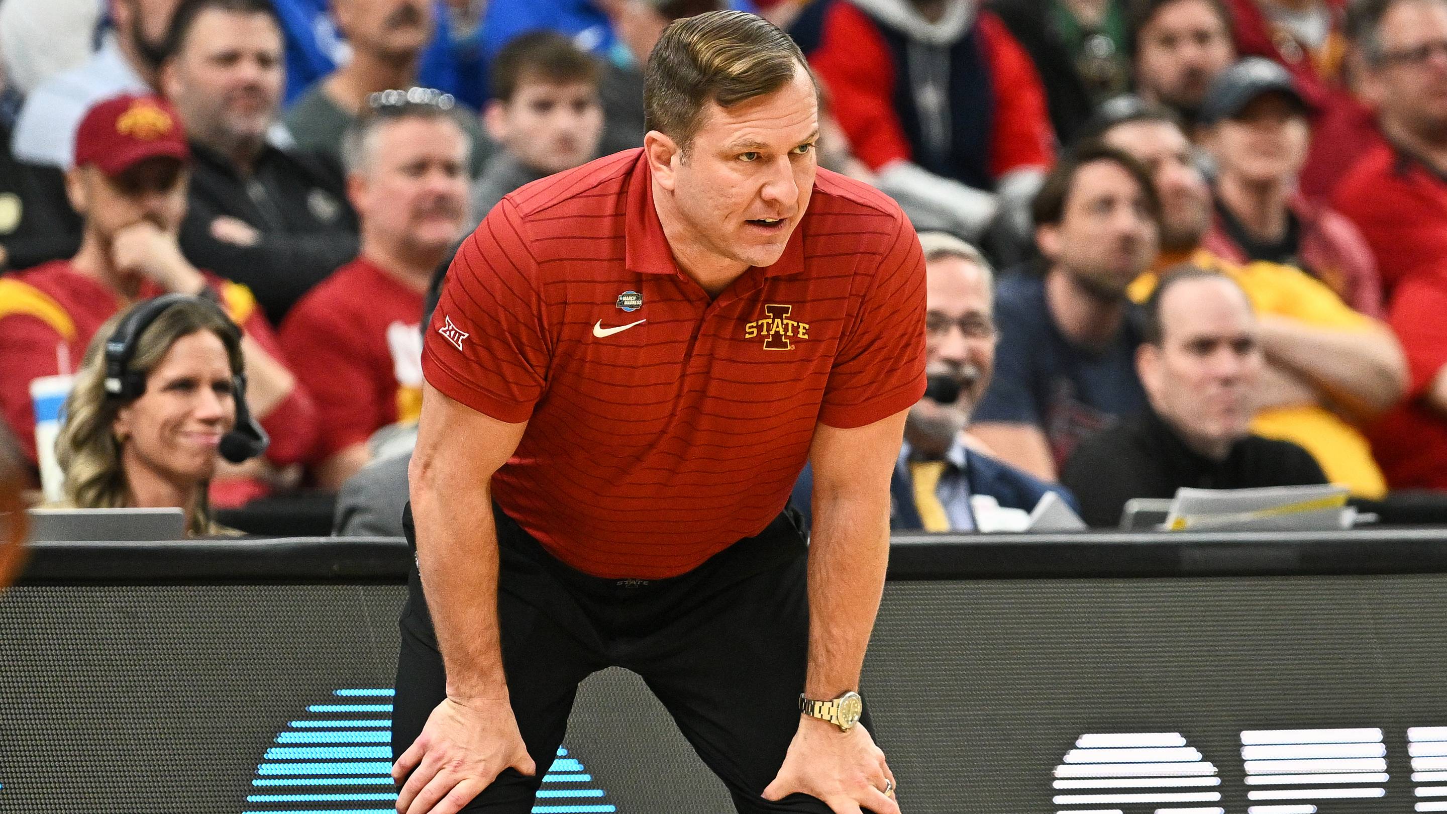 Mar 20, 2026; St. Louis, MO, USA; Iowa State Cyclones head coach T.J. Otzelberger looks on against the Tennessee State Tigers during the first half of a first round game of the men's 2026 NCAA Tournament at Enterprise Center. Mandatory Credit: Jeff Le-Imagn Images | IMAGN IMAGES via Reuters Connect