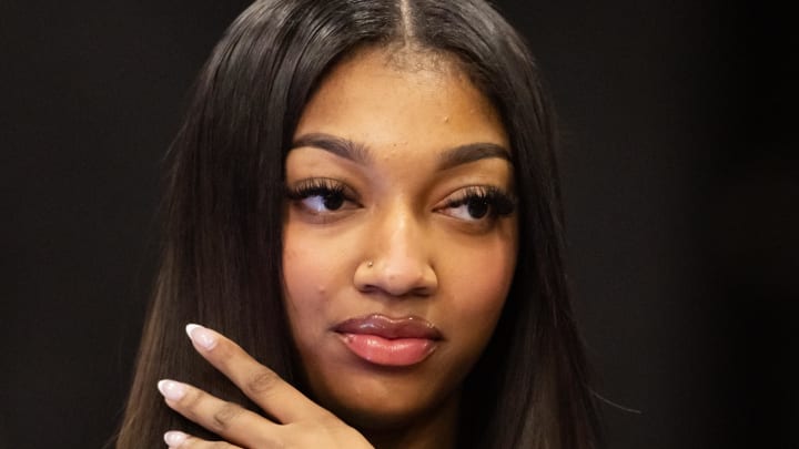 Jul 20, 2024; Phoenix, AZ, USA; Chicago Sky player Angel Reese arrives prior to the WNBA All Star Game at Footprint Center. 