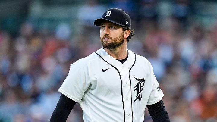 Detroit Tigers pitcher Casey Mize (12) walks off the field after throwing fifth inning against New York Yankees at Comerica Park in Detroit on Tuesday, June 23, 2026.