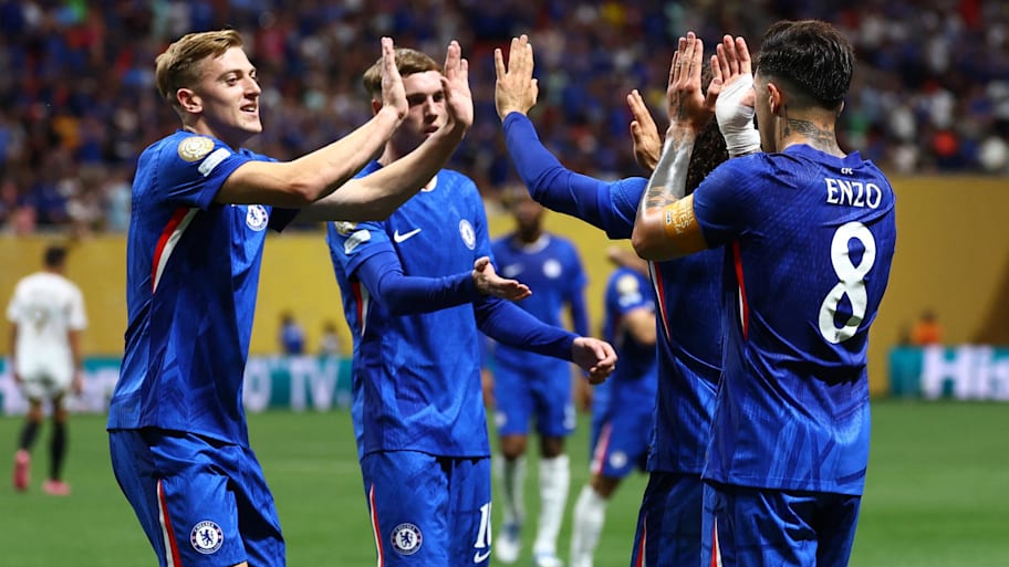 Chelsea's new signing Liam Delap (left) was at the heart of Chelsea's second goal vs. LAFC. | Dale Zanine-Reuters via Imagn Images