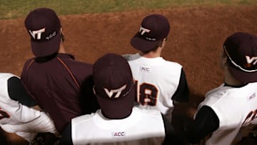 April 20, 2007; Blacksburg, VA, USA; Members of the Virginia Tech baseball team wear hats with "4-16-07" written on them during the game against the Miami Hurricanes at English Field in Blacksburg, VA.   Miami defeated Virginia Tech 11-9.  This is the first Virginia Tech home sporting event since the shootings.  Mandatory Credit: James Lang-Imagn Images Copyright © James Lang