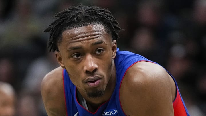 Nov 13, 2024; Milwaukee, Wisconsin, USA;  Detroit Pistons forward Ron Holland II (00): Jeff Hanisch-Imagn Images