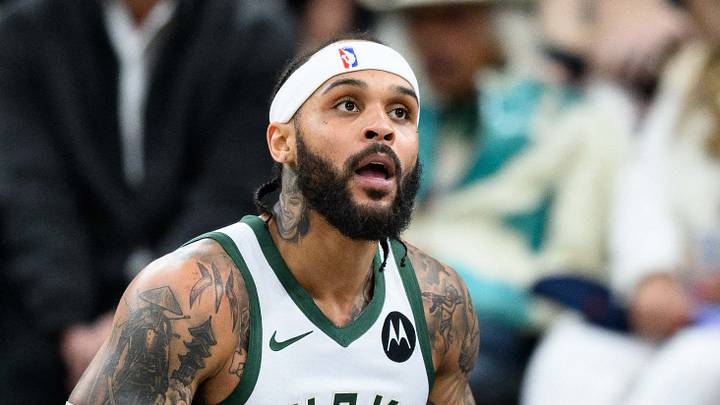 Milwaukee Bucks guard Gary Trent Jr. (5) reacts after a collision during the first half against the Los Angeles Clippers at Intuit Dome on March 23, 2026.