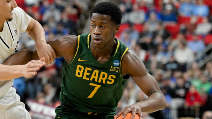 Mar 21, 2025; Raleigh, NC, USA; Mississippi State Bulldogs forward RJ Melendez (22) defends against Baylor Bears guard VJ Edgecombe (7) during the second half in the first round of the NCAA Tournament at Lenovo Center. Mandatory Credit: Zachary Taft-Imagn Images Mar 21, 2025; Raleigh, NC, USA; Mississippi State Bulldogs forward RJ Melendez (22) defends against Baylor Bears guard VJ Edgecombe (7) during the second half in the first round of the NCAA Tournament at Lenovo Center. Mandatory Credit: Zachary Taft-Imagn Images