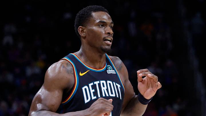 Mar 26, 2026; Detroit, Michigan, USA;  Detroit Pistons center Jalen Duren (0) celebrates in the second half against the New Orleans Pelicans at Little Caesars Arena. Mandatory Credit: Rick Osentoski-Imagn Images
