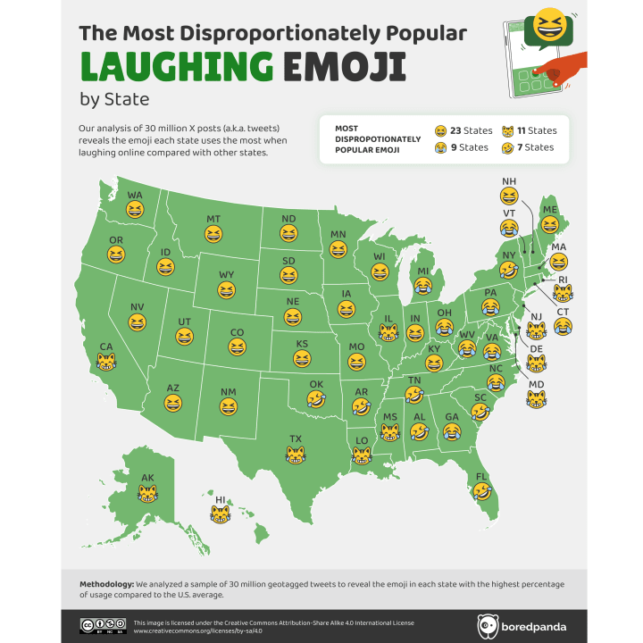 Map of emoji used by state
