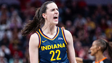 Jun 14, 2025; Indianapolis, Indiana, USA; Indiana Fever guard Caitlin Clark. Mandatory Credit: Trevor Ruszkowski-Imagn Images