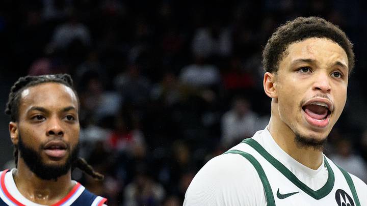 Milwaukee Bucks guard Ryan Rollins reacts against the Los Angeles Clippers at Intuit Dome on Mar 23, 2026.