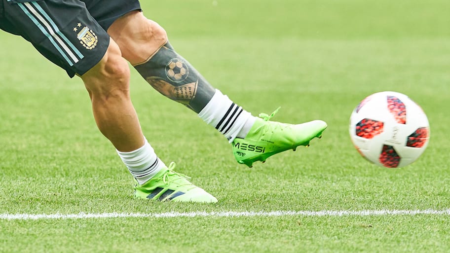 Messi has bis left leg tattooed.