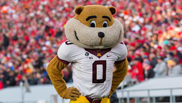Nov 26, 2016; Madison, WI, USA;  Minnesota Golden Gophers mascot Goldy Gopher during the game against the Wisconsin Badgers at Camp Randall Stadium.  Wisconsin won 31-17.  Mandatory Credit: Jeff Hanisch-Imagn Images